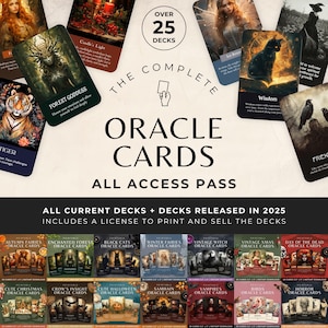 Pase de acceso total a Oracle Cards 2025 con licencia comercial para imprimir y vender. Paquete para toda la tienda. Colección completa de Oracle Decks en la tienda