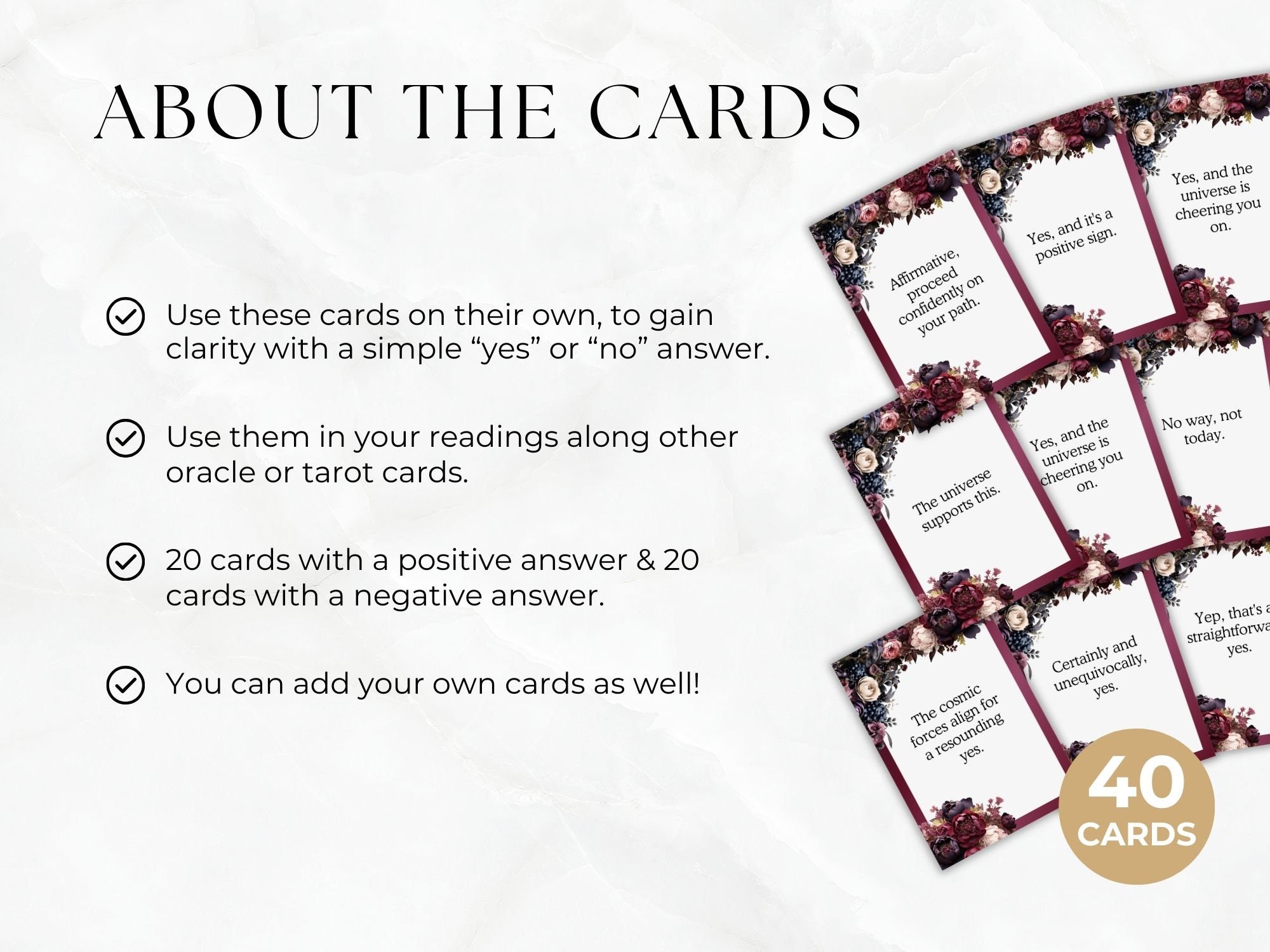 Yes and No Oracle Cards, Digital Oracle Deck, Printable Clarification Card, Divination Tool