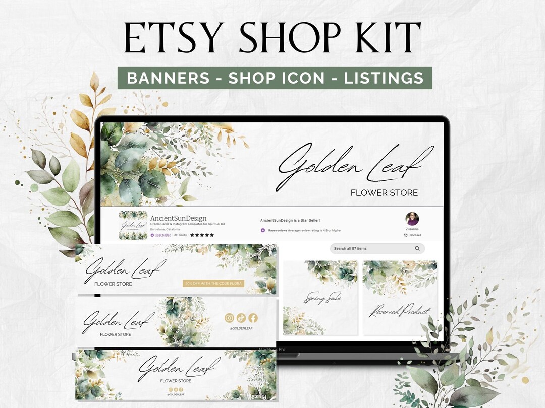 Etsy Shop Banner Minimal, Greenery Etsy Branding Kit, Order Receipt ...