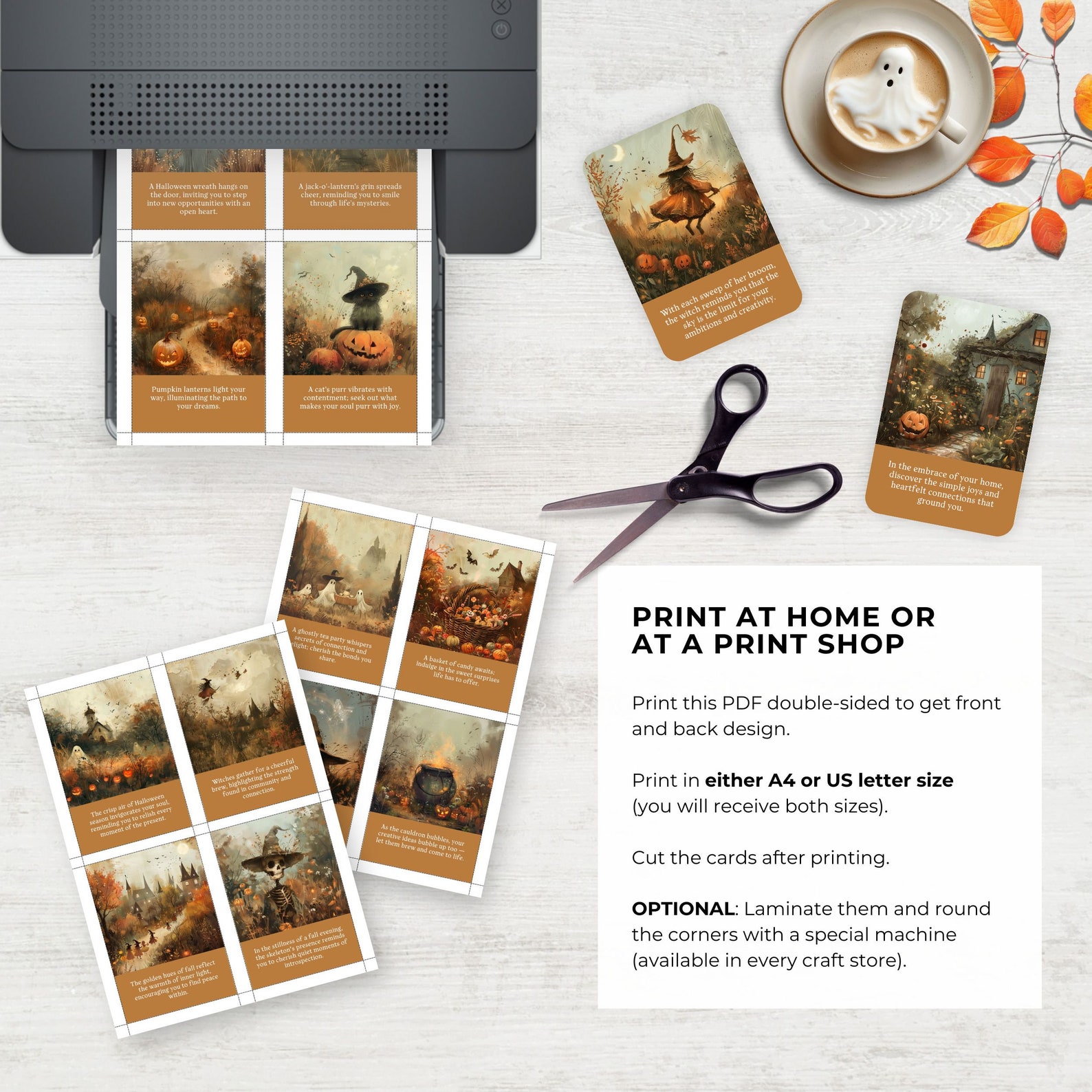 Ghost Oracle Cards Halloween Oracle Deck, Printable Cards With Cute & Spooky Pumpkins ...