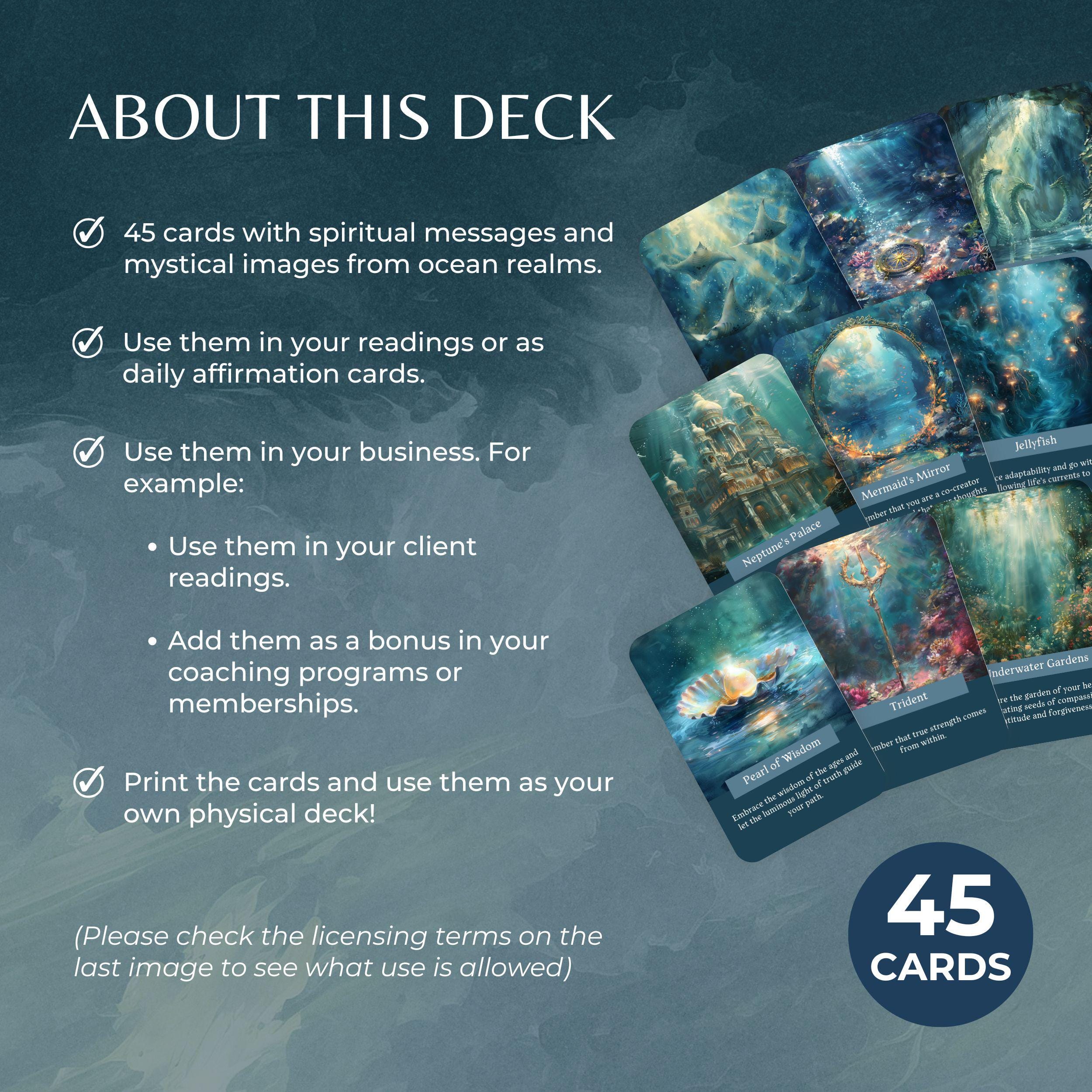 Printable Ocean Oracle Card Deck, Under the Sea Cards With Mystical ...