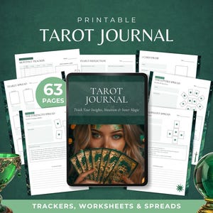 Diario de Tarot Imprimible para Principiantes, Planificador de Lectura de Tarot con Páginas de Estudio y Rastreadores, Libro de Ejercicios de Tirada Diaria de Cartas, Tiradas de Arcanos Mayores en PDF