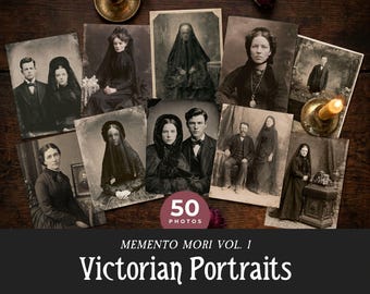 Victorian Mourning Portraits VOL 1, Printable Vintage Family Death Photos, Spooky Halloween Wall Art, Gothic Ephemera Pages for Scrapbooking