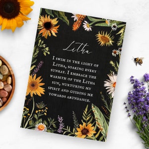 Tarjeta de altar de Litha, ritual imprimible de la Rueda del Año, impresión digital del solsticio de verano, Libro de las Sombras y Grimorio, decoración sabática para brujas.