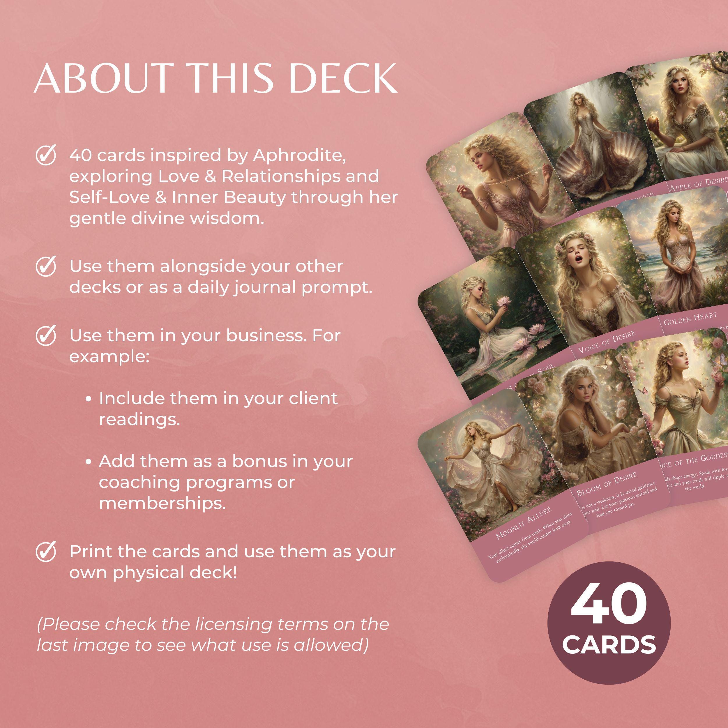 Aphrodite Oracle Cards, Greek Goddess Printable Deck, Love ...