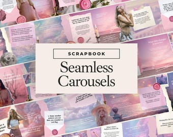 Album di ritagli Instagram Carousel senza soluzione di continuità, post narrativi rosa pastello per i social media, contenuti spirituali estetici femminili eterei
