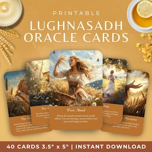 Lammas Oracle Deck, Lughnasadh Sabbat Printable Cards, Wiccan Wheel of the Year Oracle Cards, Harvest Season Altar & Pagan Divination Tool