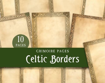 Celtic Knots Junk Journal, Medieval Irish Patterns and Decorative Celts Borders, Sacred Blank Printable Digital Paper, Single & Double Pages