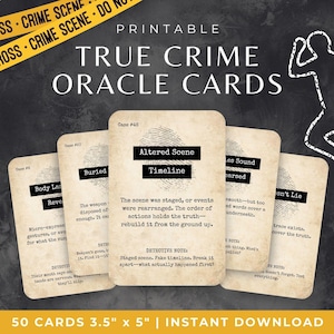 True Crime Oracle Deck, Murder Mystery Printable Cards, Psychic Detective Investigation Oracle Card Deck, Criminal Scene Divination Tool