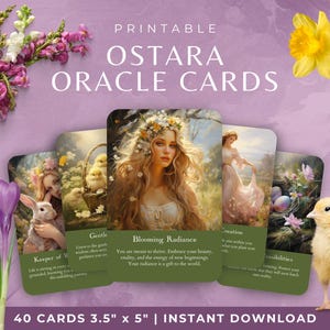 Ostara Orakel Deck, Pagan Ostern druckbare Karten, Frühlings-Tagundnachtgleiche Sabbat Orakel Kartenspiel, digitales Rad des Jahres, Wicca Wahrsagungswerkzeug