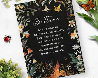 Cartão de Altar Beltane, Impressão Digital do Sabbat, Ritual da Roda do Ano para Impressão, Livro das Sombras e páginas do Grimório, Decorações Pagãs Bruxas