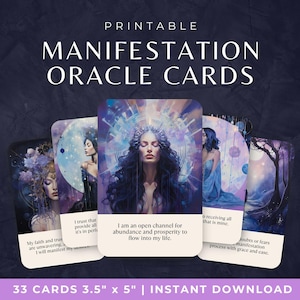 Manifestation Orakel Karten Deck, druckbare göttlich weibliche Karten, höheres Selbst Botschaften Orakel Deck, positive Affirmationen, digitaler Download
