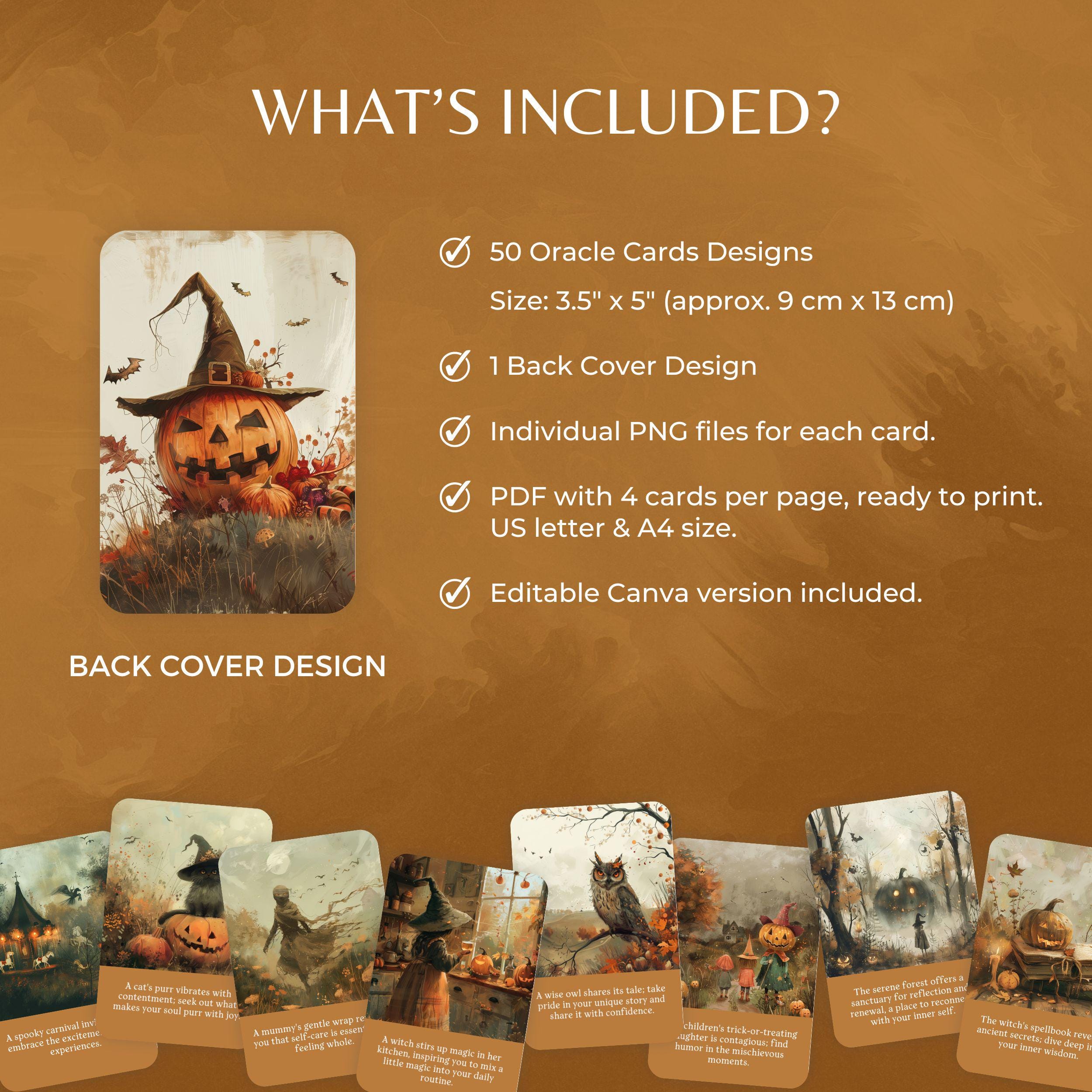 Ghost Oracle Cards Halloween Oracle Deck, Printable Cards With Cute & Spooky Pumpkins ...