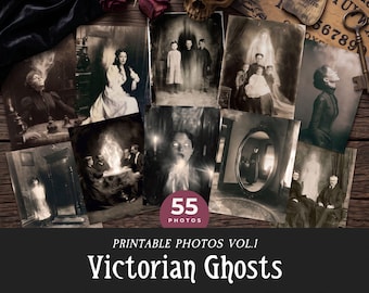 Victorian Ghosts Vintage Photos VOL 1, Printable Spirit Seance Images, Spooky Halloween Wall Art, Gothic Horror Ephemera for Scrapbooking
