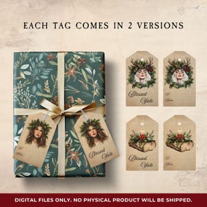 Yule Gift Tags, Printable Pagan Christmas Labels, Festive Yuletide Note ...