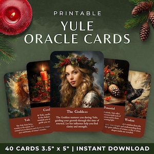 Yule Orakel Deck, spirituelle heidnische Weihnachten druckbare Karten, Wicca Rad des Jahres Orakelkarten, Wintersonnenwende Sabbat Wahrsagungswerkzeug