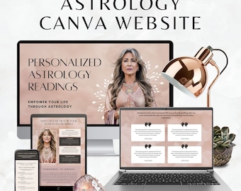 Spiritual Canva Website Template, Astrology Reading Editable Canva Web, Spiritual Coach Business Landing Page, Feminine Rose Gold Design