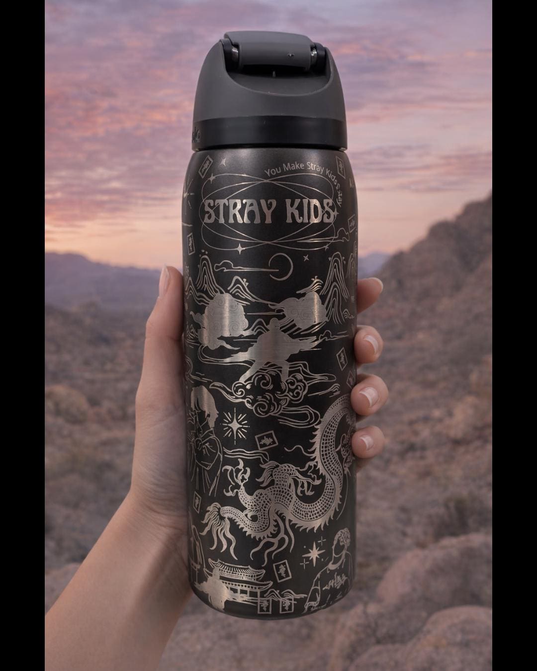 Custom Stray Kids Owala Tumbler | DIVINE, ATE, STAY Engraved