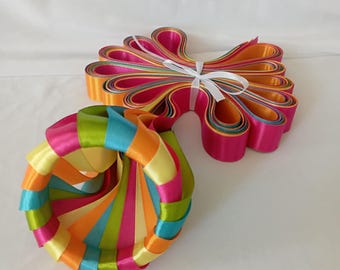 Rubans ronde bouquet mariage, couleurs flashy