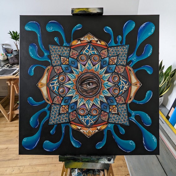 Oeuvre d’art unique ORIGINALE – Peinture acrylique abstraite sur toile, par Louise Allain Art