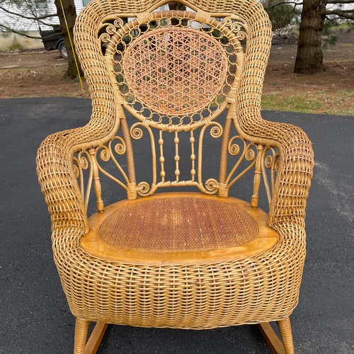 Antique Wicker Rocking Chair Etsy