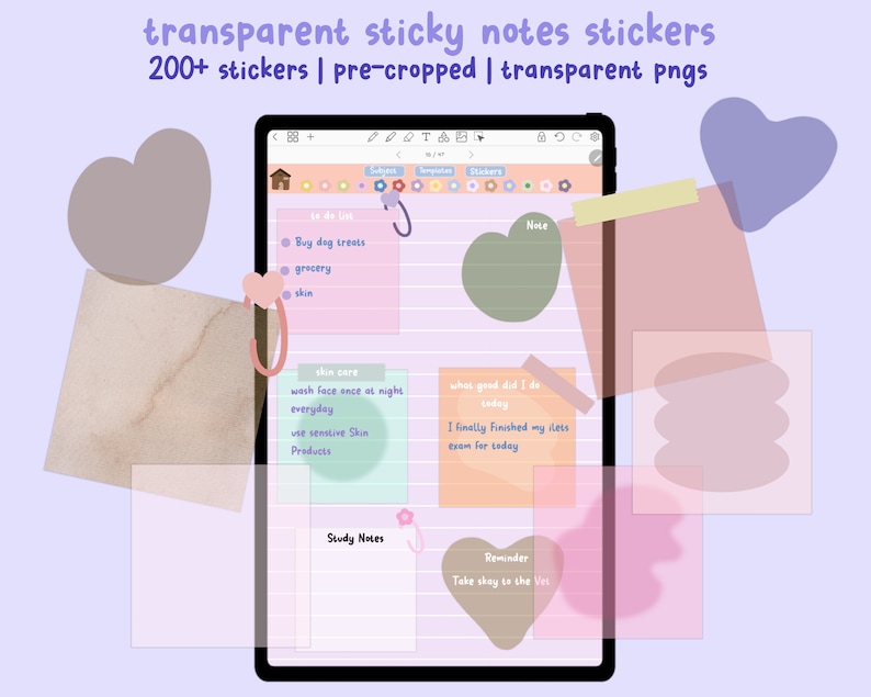 Sticky Note Cropped Image Transparent Sticky Notes Stickers, Pre-cropped Planner Pngs (228 Total ...