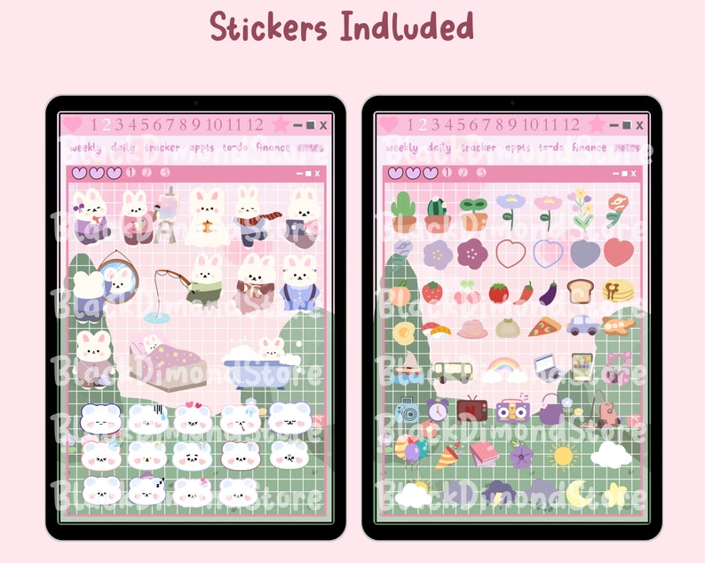 Leuke dagelijkse seizoensstickers, voorgesneden, transparante png's, plannerwidgets, plannerstickers, Goodnotes-stickers, schattige stickers, kawaii afbeelding 3