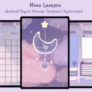 Moon Lantern Kawaii Digital Planner: Undated Goodnotes Planner (PDF)
