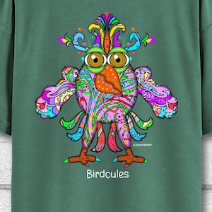 Camiseta con estampado de pájaros, divertida camiseta de verano para él, colores retro cómodos, divertida camiseta de entrenamiento de Hércules, camiseta de nerd de pájaros, 1011T