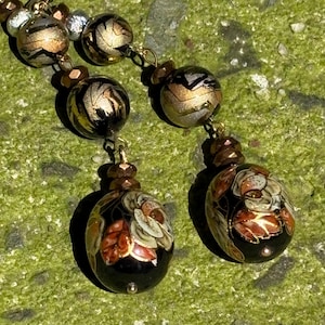 Japanese tensha beads glamorous dangly earrings