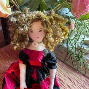 Minx Handmade Heirloom Doll in Vintage fabric dress