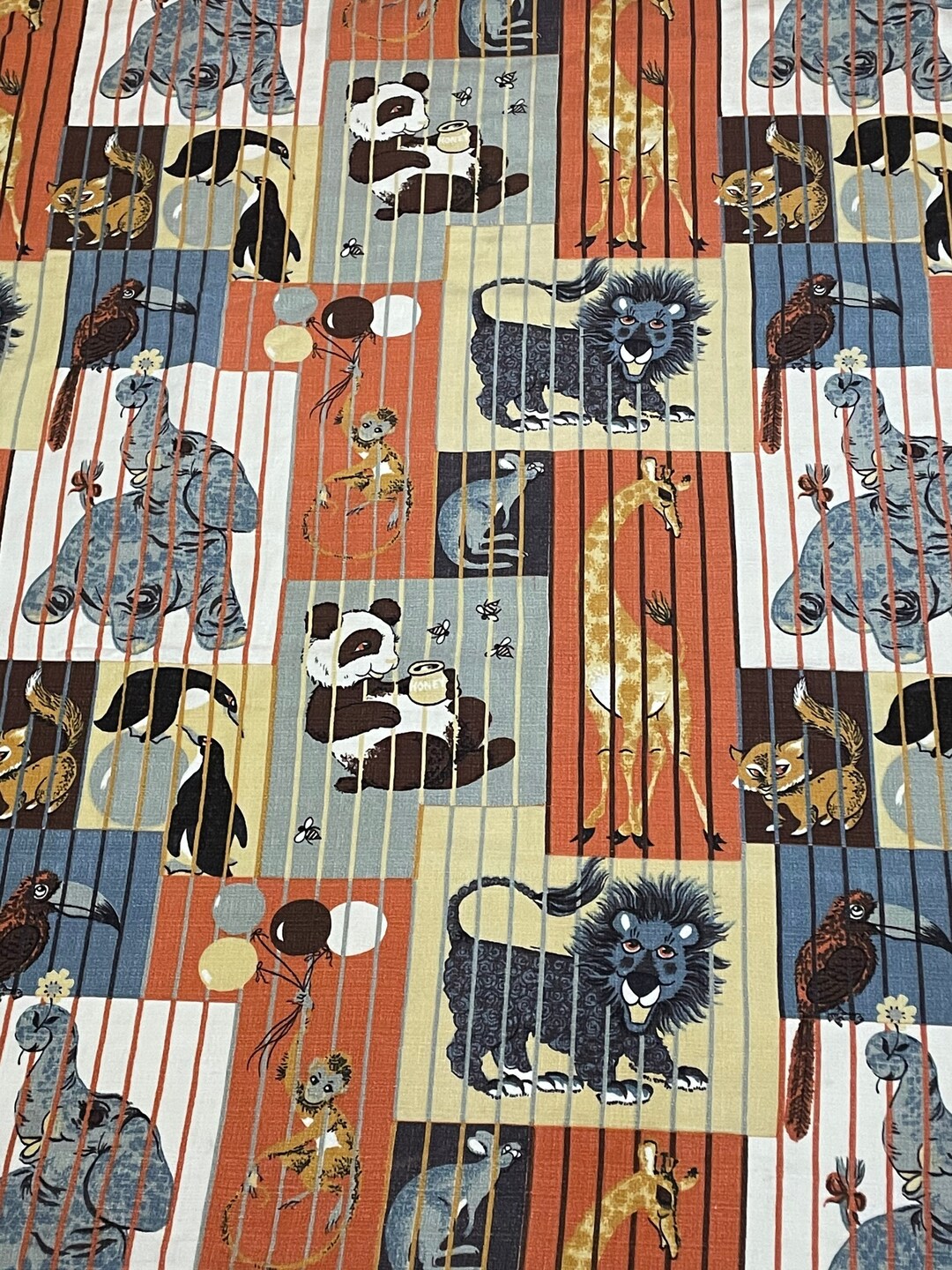 Vintage Animal Fabric 1950s Novelty Cotton Juvenile Blanket Etsy