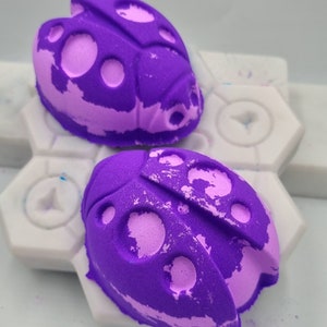 Ladybug lavender bath bombs scented handmade fizzers vegan gift idea