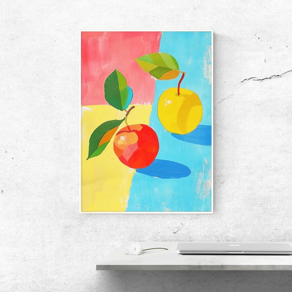 Abstract Fruits Art Digital Instant Download Print Poster, Artful Prints, Vibrant Wall Art, Fruit Poster, Contemporary Art Decor, Home Decor