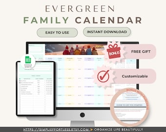 Family Calendar Google Sheets Template: Photo Upload, Digital Organizer (Instant Download)