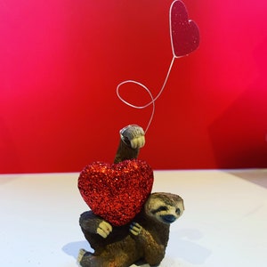 Valentines Love sloth - Galentines, cake topper, keepsake, friendship, getwellsoon, newbaby, thinking of you.