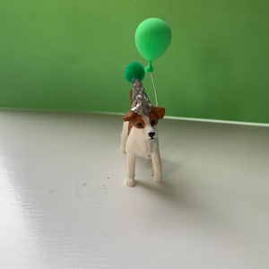 Jack Russel dog Cake topper/ decoration | dog party | dog birthday | puppy party includes party hat and baloon!
