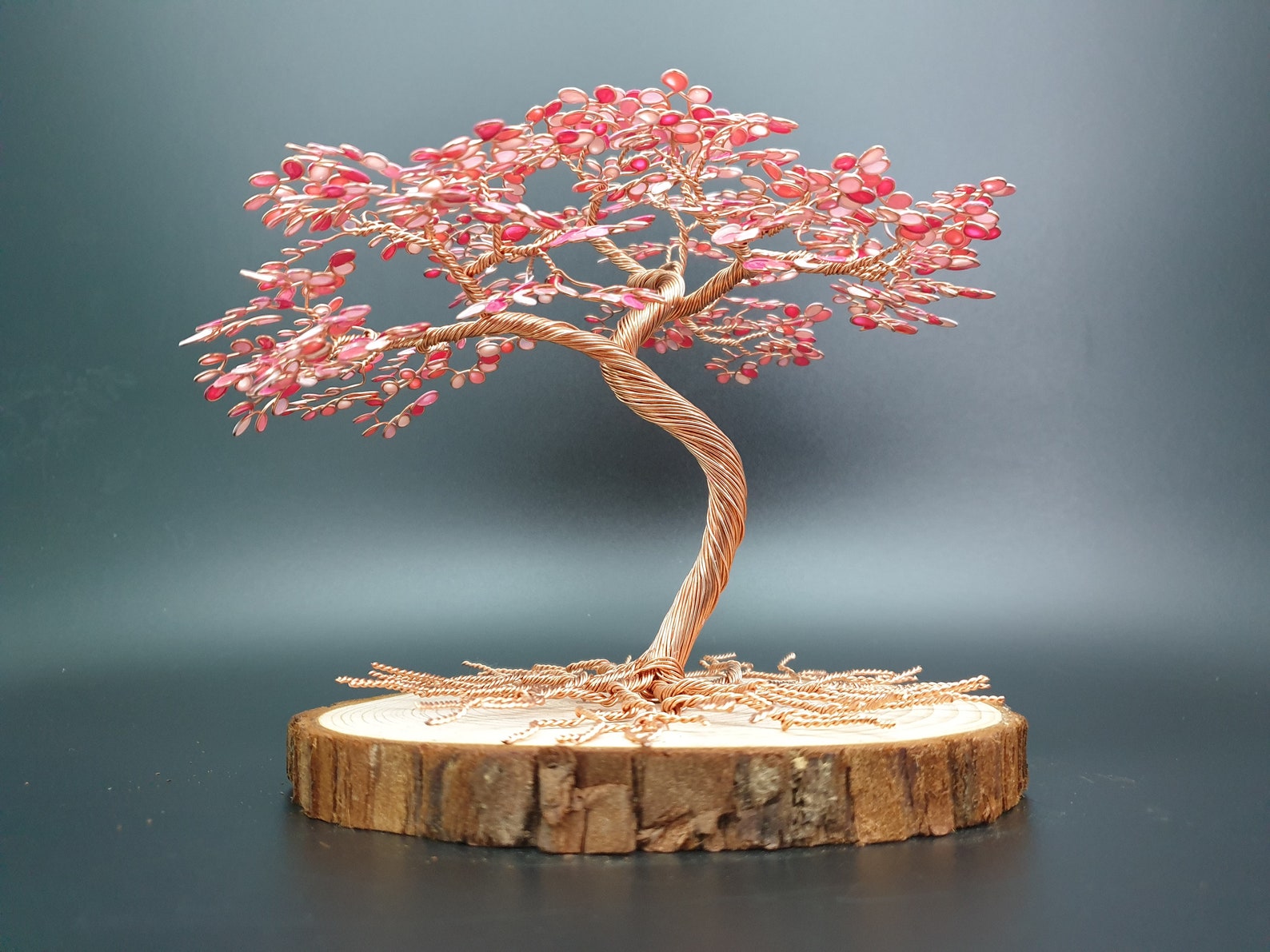 Handcrafted Cherry Blossom Copper Bonsai Tree Etsy