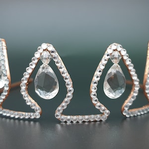Diamante Teardrop Pendants Copper Tiara