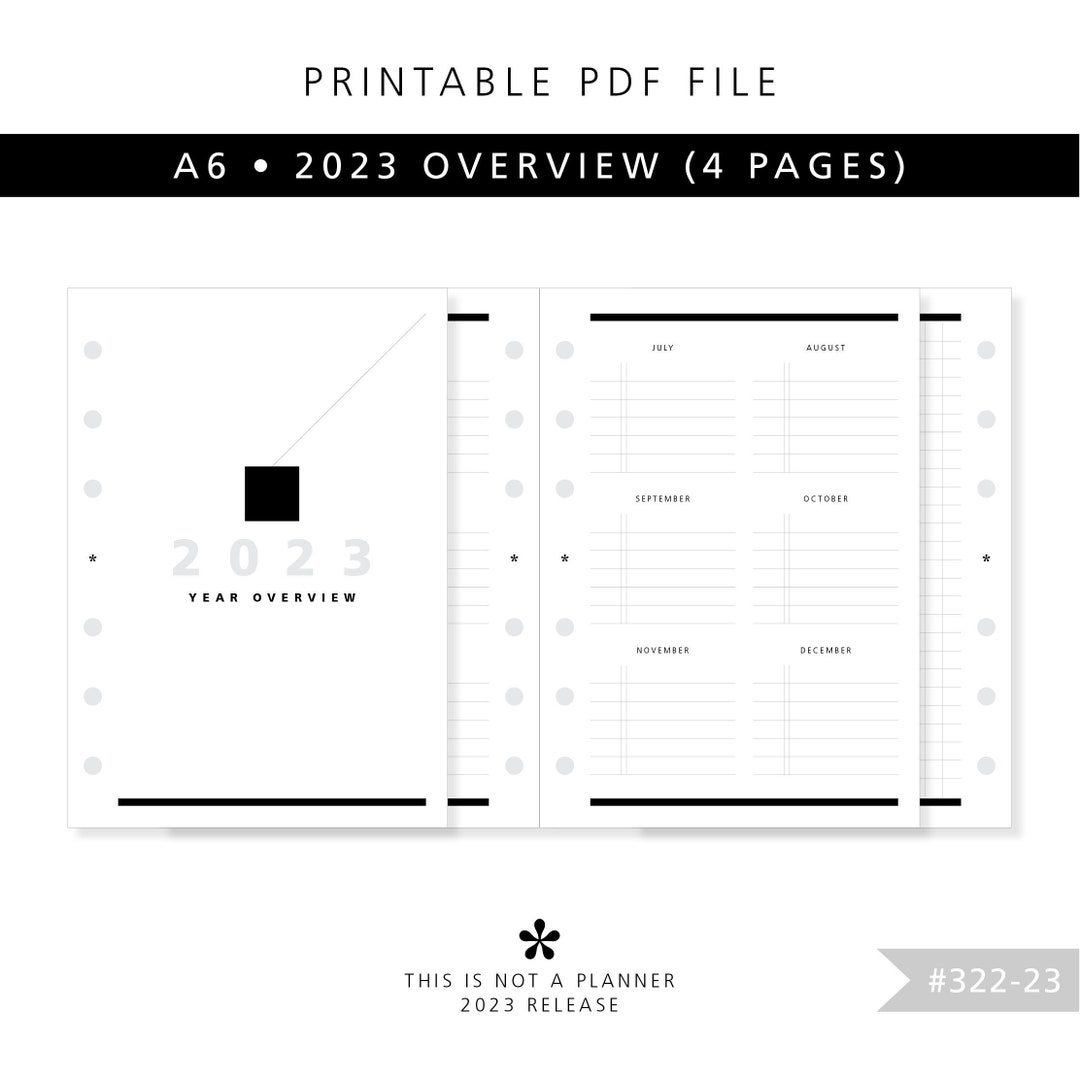 A6 2023 Overview 4 Pages PDF Printable Planner Inserts for Functional ...