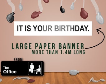The Office US – Bannière « It Is Your Birthday » – Décorations de bureau – Papier – Parfait pour les fêtes et occasions