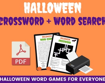 Halloween Crossword +  Wordsearch | Halloween word games | Printable Halloween fun | Crossword | A-Z
