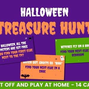 Caça ao tesouro de Halloween para crianças | Cartões de pistas | Jogo de caça ao tesouro para imprimir | Idéias para festas de Halloween | Jogo infantil de Halloween | Jogue em casa