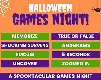 Halloween games night | Digital PowerPoint Halloween games | Halloween party games | Family Halloween games | Halloween ideas | Play on Zoom