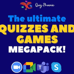 Megapaket med frågesporter och spel | Kul online eller personligen | Familjespel | Spela personligen eller på Zoom, Skype, Google Meet och Microsoft Teams