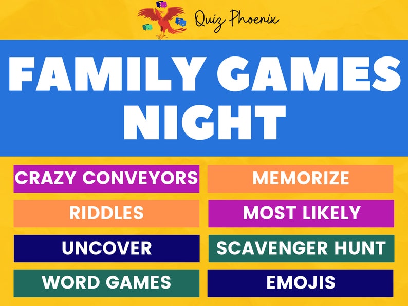 Family games night Screen share PowerPoint game Quarantine fun Video chat ready for Zoom, Skype, Google meet and Microsoft Teams image 1