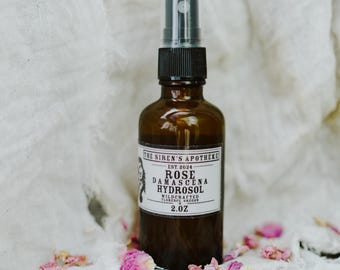 Rose Damascena Hydrosol: Organic Facial Toner, Organic, Wildcrafted Skincare and Herbal Ally (2oz)