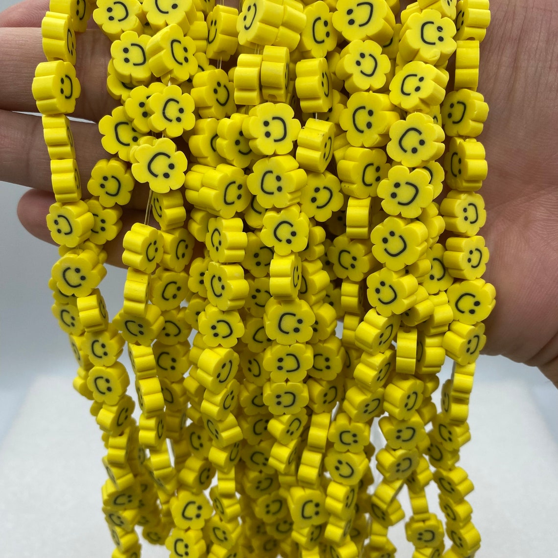10MM Yellow Smiley Face Polymer Clay Beads Emoji Smile Etsy