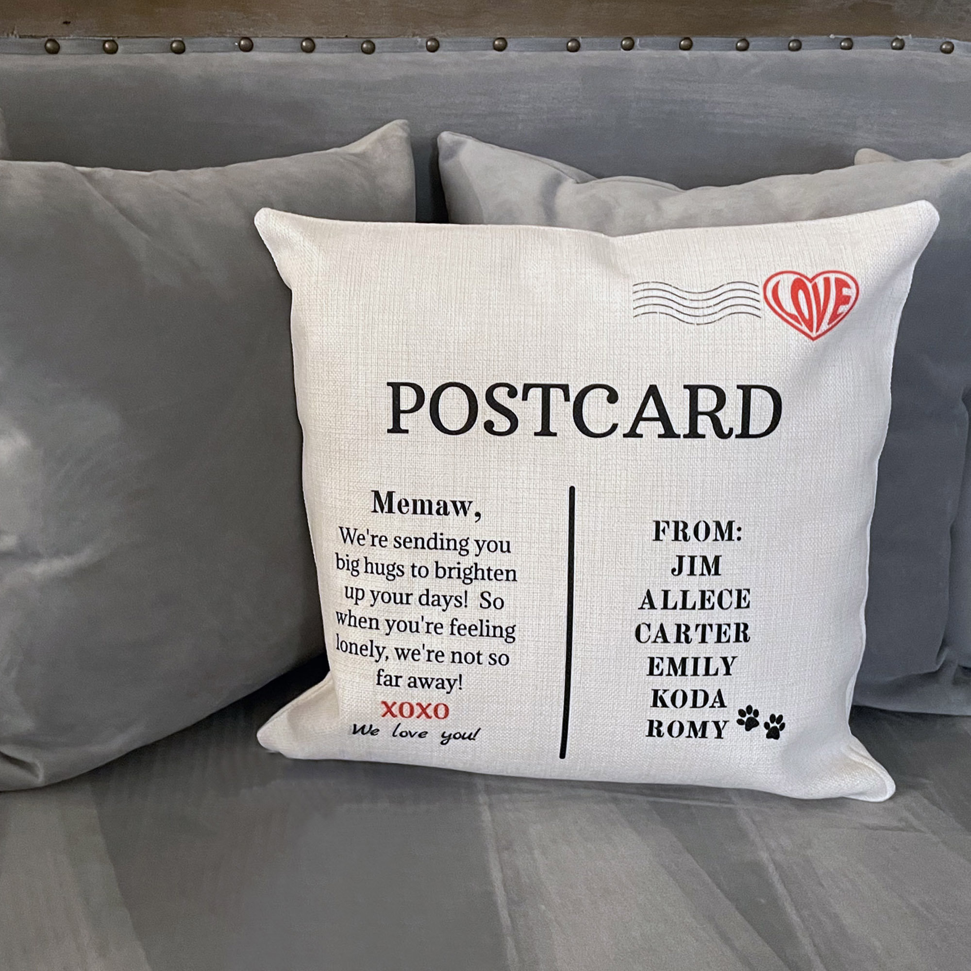 16x16 Personalized Hugs from Home Pillow Gift for Etsy