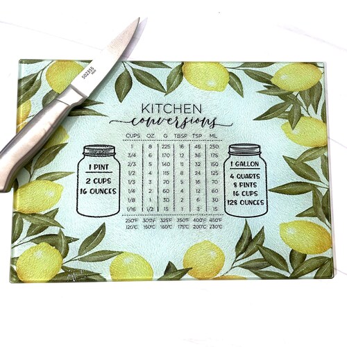 Glass Cutting Board With Cooking Conversions and Measurements. Etsy